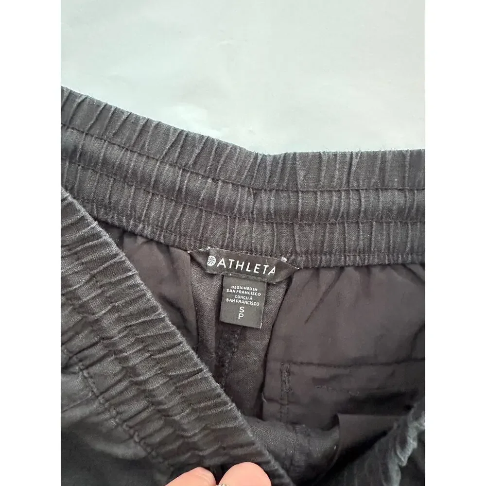 Athleta Retreat Linen Mid Rise 4" Short Black Small - Picture 4 of 4